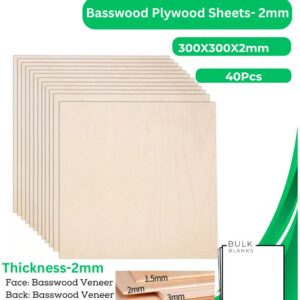 Basswood Plywood Sheets 300x300x2mm 30pcs (2mm thickness)